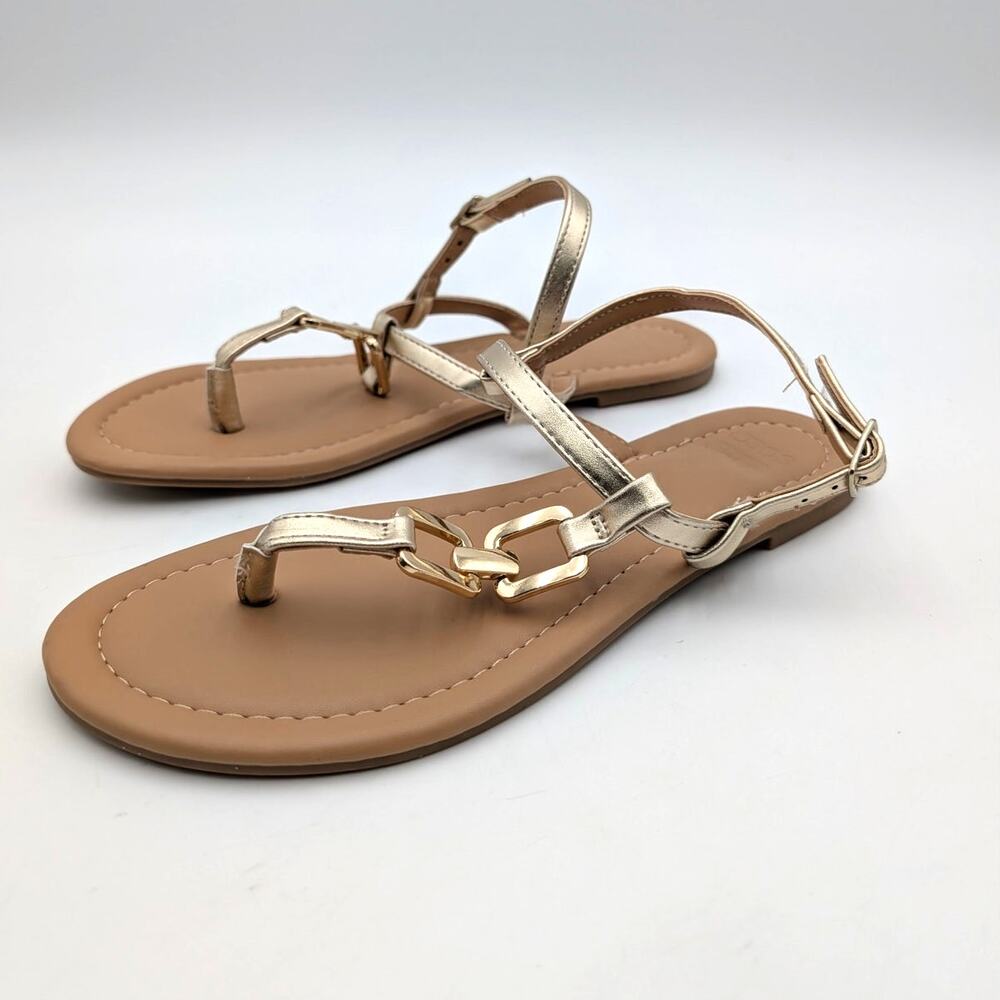 Asos Design Fortune Hardware Sandals Open Toe Women's Gold Size US7W EU38
